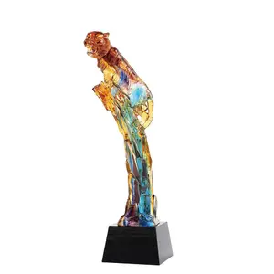 Honor of Crystal High Quality Creativity Coloured Glaze Trophy Customized Art Glass Award for Business Gift