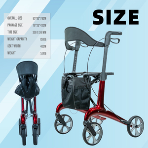Déambulateur léger en fibre de carbone pour seniors, pliable, à <span class=keywords><strong>4</strong></span> <span class=keywords><strong>roues</strong></span>, avec siège et sac de rangement, pour une utilisation à la maison et en extérieur - Product Image 2