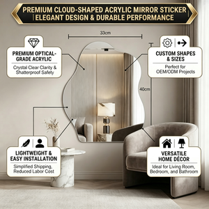 Autocollants muraux en miroir acrylique en forme de nuage personnalisés, miroirs incassables pour la décoration murale de la maison - Product Image 2
