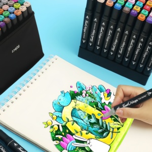 Custom Drawing Art <b>Markers</b> 24-168 Colors Alcohol-Based <b>Permanent</b> Dual-Tip (6-7mm/1-2mm) Sketch Pens Set - Product Image 4