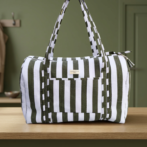 Stylish Durable Lightweight Large Capacity Eco-Friendly Duffle Bag Handcrafted Cotton Machine Quilted Zipper <b>Block</b> Print Trendy - Product Image 1