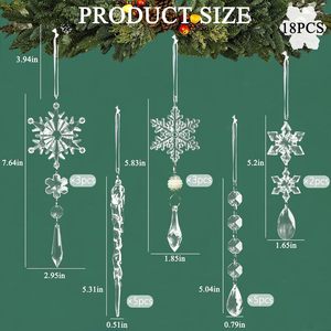Dropshipping Shopify 18 Pieces Acrylic Christmas <b>Tree</b> Hanging <b>Ornaments</b> Icicle Drip Drop Pendant Decor Set - Product Image 2