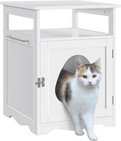 Maison blanche moderne en bois pour animaux de compagnie, meuble de litière pour chat caché avec étagère ouverte, casier de toilette pour chat d'intérieur pour application dans la chambre à coucher