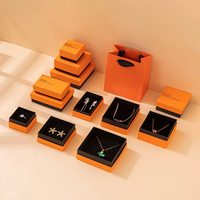 Boîte d'emballage en papier pour cadeaux électroniques de luxe en gros, personnalisée, avec couvercle orange, base supérieure et inférieure en carton rigide pour bijoux
