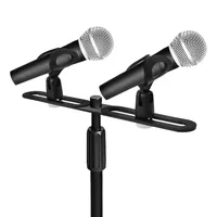 1 ensemble de supports de microphone de bureau en aluminium robuste, supporte 4 microphones, angle et hauteur réglables, portable