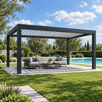 Pavillon Bioclimatique Électrique de Luxe Moderne en Aluminium Thermolaqué, Étanche à la Pluie, Anti-Pourriture Naturelle, avec Écran LED pour Balcon