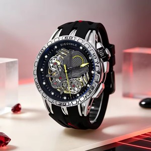 Montre mécanique pour homme, style sportif, cadran ajouré, étanche 30m, bracelet en silicone, affichage analogique, livraison directe - Product Image 3