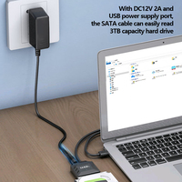 Nouveau produit : Câble USB 3.0 vers SATA Vonn Square avec port DC, câble Easy Drive JMS578, compatible OEM pour HDTV, ordinateur portable, disques durs et SSD 2,5/3,5 pouces