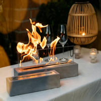 Cheminée de table moderne en béton à éthanol, design décoratif en verre, autoportante, écologique, pour usage intérieur/extérieur et jardin, vente par correspondance