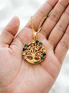 Elegante Collar con Colgante del Árbol de la Vida, Colorido, con Micro Pavé de Circones, Amuleto, Collar con Dije para Mujer, Regalo Romántico de Joyería Familiar - Product Image 3