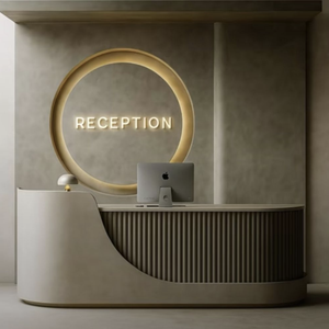 Bureau de réception commercial élégant et moderne en marbre haut de gamme avec éclairage LED pour salon de beauté, salon de thé et comptoir de bar - Product Image 1