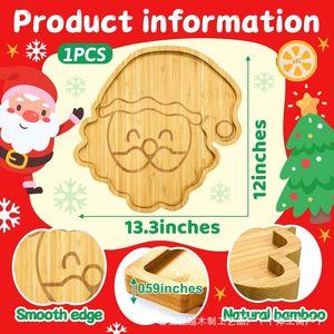 Bandeja de Bambú de Santa Claus, Plato de Servir de Madera Natural, Ecológico, Reutilizable, Duradero, para Aperitivos Infantiles, Decoración Navideña - Product Image 2