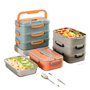 Boîte à Lunch auto-chauffante <span class=keywords><strong>de</strong></span> 1200Ml, conteneur <span class=keywords><strong>de</strong></span> <span class=keywords><strong>stockage</strong></span> des aliments dans la cuisine, nouveau Design Eco en métal avec compartiments amovibles - Product Image 3