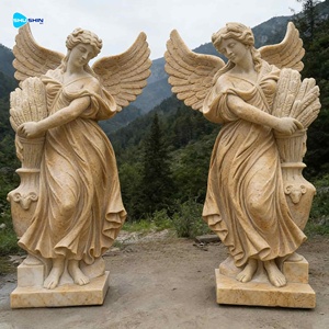 Statue d'ange en <span class=keywords><strong>marbre</strong></span> d'extérieur personnalisée - Figure en pierre de style victorien élégant pour jardin ou cimetière - Product Image 4