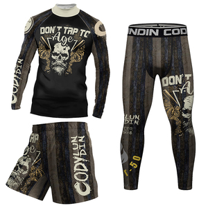 Mock Design collo senza stampa GYM top Custom Bjj <span class=keywords><strong>Rash</strong></span> Guard Jiu Jitsu Nogi Set per gli uomini traspirante <span class=keywords><strong>Rash</strong></span> Guard senza Gi Set - Product Image 1