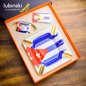 Cenicero de cigarros con diseño de bandera con llama de chorro de <span class=keywords><strong>gas</strong></span>, encendedor de antorchas dobles, juego de regalo 3 en 1 - Product Image 3