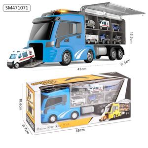 Camión <span class=keywords><strong>de</strong></span> <span class=keywords><strong>Bomberos</strong></span> <span class=keywords><strong>de</strong></span> Policía Militar <span class=keywords><strong>de</strong></span> Construcción <span class=keywords><strong>de</strong></span> Expulsión Samtoy, 6 Piezas, Modelo <span class=keywords><strong>de</strong></span> Metal Fundido a Presión, Camión Contenedor, Remolques, Juguete para Niños - Product Image 2