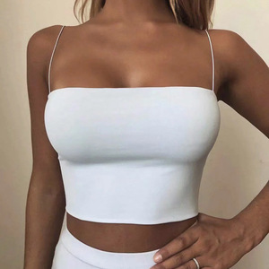 Camisole courte sans bretelles pour femme, style streetwear européen et américain, couleur unie, avec fines bretelles élastiques, tendance Instagram transfrontalière - Product Image 4