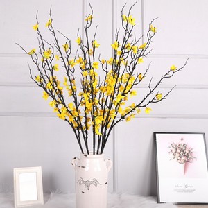 QIHAO Golden Forsythia Artificial <b>Flowers</b> Plastic <b>Silk</b> High Simulation Home Decor Wedding Outdoor Props - Product Image 2