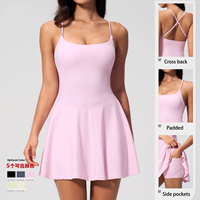Nouvelle Robe de Sport Moulante Une Pièce à Bretelles Croisées avec Soutien-Gorge Intégré, Séchage Rapide, pour Badminton, Pickleball, Tennis, avec Poches