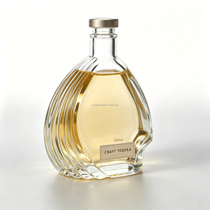 Bouteille en verre super flint de 500 ml, forme coquille unique, personnalisée en usine, pour spiritueux, vodka, gin, <span class=keywords><strong>tequila</strong></span> - Product Image 2