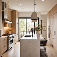 Meubles de cuisine modernes en mélamine, matériau imperméable, pour projets de construction de villas et maisons complètes
