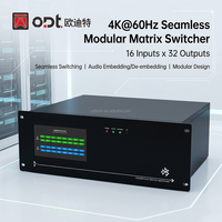Conmutador de Matriz de Video 4K de 16x32 con Conmutación sin Interrupciones, Pantalla Táctil de 7 Pulgadas, Tarjeta de Matriz Modular Intercambiable en Caliente HD-MI para Sala de Control