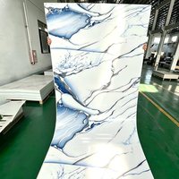 Panneau mural en plastique effet marbre, panneau décoratif en pierre, feuille d'or pour l'intérieur
