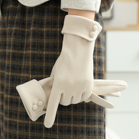 Gants d'hiver pour femmes, rembourrés en velours, chauds, résistants au froid, avec décoration au poignet, pour la conduite en plein air, pour écran tactile, multicolores