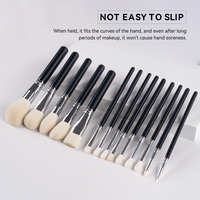 Ensemble de 18 pinceaux de maquillage professionnels de luxe en poils synthétiques, manche en bois, végan, sans cruauté, étui en PU, pour anticernes et crayon à sourcils