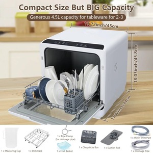 Lavavajillas Portátil de Encimera con Tanque de Agua Incorporado de 5L, Lavavajillas Compacto 360 Limpieza de electrodomésticos, Mini lavavajillas - Product Image 6