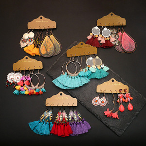 Boucles d'oreilles pendantes bohèmes à pampilles pour femmes, bijoux fantaisie, accessoires de fête colorés, ensemble de boucles d'oreilles en alliage métallique - Product Image 1