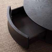 Table basse ronde contemporaine en bois noir pour hôtel et salon