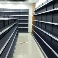 Étagère Gondole Double Face Gris Foncé pour Supermarché, Hypermarché, Étalage de Magasin d'Alimentation et Présentoir Commercial