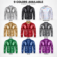 Blouson Bomber Homme Doré Métallisé Personnalisable avec Logo, Style Universitaire, Col Montant Zippé, Streetwear, Hip Hop, Disco, Vêtement d'extérieur pour Fêtes