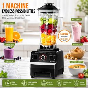Licuadora Comercial Eléctrica de Alta Resistencia de 4500W con Control de Perilla, Procesador de Alimentos 2 en 1, Máquina de Cocina para Mostrador, OEM de Fábrica - Product Image 3