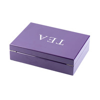 Boîte cadeau rigide pour thé, couleur violette, avec couvercle rabattable, emballage pour thé avec insert multi-compartiments pour sachets de thé, coffret cadeau