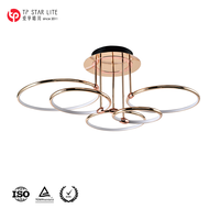 Lampu Gantung LED Modern Mewah dengan Ketinggian yang Dapat Disesuaikan, Lampu Plafon Cincin Kreatif untuk Ruang Tamu