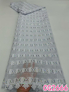 Encaje de Guipur Blanco al por Mayor con Lentejuelas, Encaje de Guipur para Vestidos de Novia Nigerianos, Tela de Encaje Africano para Mujer - Product Image 3
