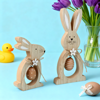 2 pièces de centre de table en bois en forme de lapin de Pâques pour table, rebord de fenêtre et cheminée. Parfait pour Pâques, les rassemblements de printemps et la décoration intérieure