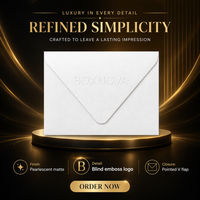 Enveloppe personnalisée de luxe en papier mat blanc avec logo gaufré et rabat diamanté pour invitation de mariage, fleuriste, carte-cadeau, entreprise