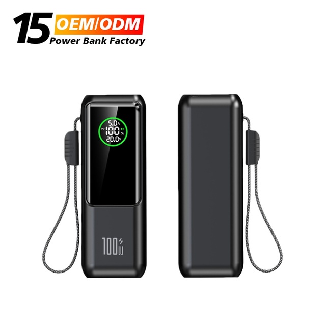 OEM/ODM 20000mAh Power Bank Rechargeable Laptop Mobile Power Supply 100W Ultra-fast Charging with Cable Large Capacity