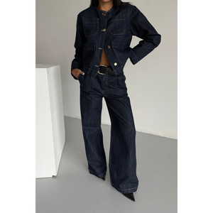 Chaqueta Vaquera Azul Marino para Mujer, Talla S, Corte Clásico, Estilo Urbano - Product Image 2