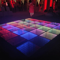 Lumières de scène de piste de danse (8 * 8ft) panneau de miroir infini en verre effet 3D LED piste de danse pour la fête de mariage (3D)