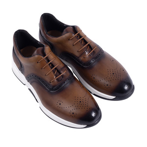 Chaussures décontractées pour hommes en cuir véritable à bout rond, lacées, respirantes, avec semelle extérieure en caoutchouc et semelle intermédiaire en EVA, toutes saisons - Product Image 5