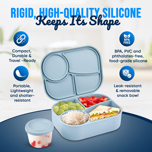 Boîte à lunch en silicone de qualité alimentaire OEM ODM, vente en gros, compatible micro-ondes, boîte de conservation fraîcheur, compartiment scellé, boîte à bento - Product Image 4