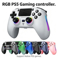 Manette de jeu sans fil PS5/PC avec lumières RGB colorées, gyroscope 6 axes, moteur de vibration, Turbo, Macro programmable, déclencheur Hall