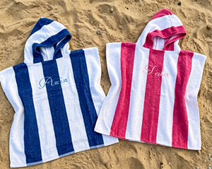 กระเป๋าหิ้วชายหาดผ้าเทอร์รี่สีชมพูสำหรับผู้หญิง ลายทาง กระเป๋าถือแบบมีหูหิ้วหนา ชุดกระเป๋าแม่ลูก - Product Image 6