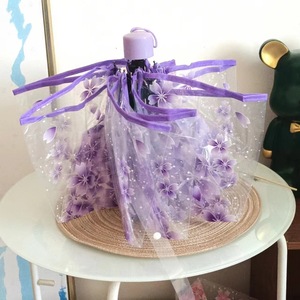Parapluie Transparent 3D Chaton Fleur de Cerisier, Parapluie Pliant Manuel/Automatique en PVC, Parapluies Printemps <span class=keywords><strong>Libellule</strong></span> - Product Image 5