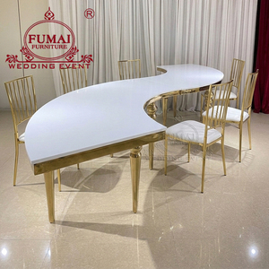 โต๊ะจัดเลี้ยงทรงกลมทำจากสแตนเลสโต๊ะออกงานสีทองสำหรับงานแต่งงาน - Product Image 5